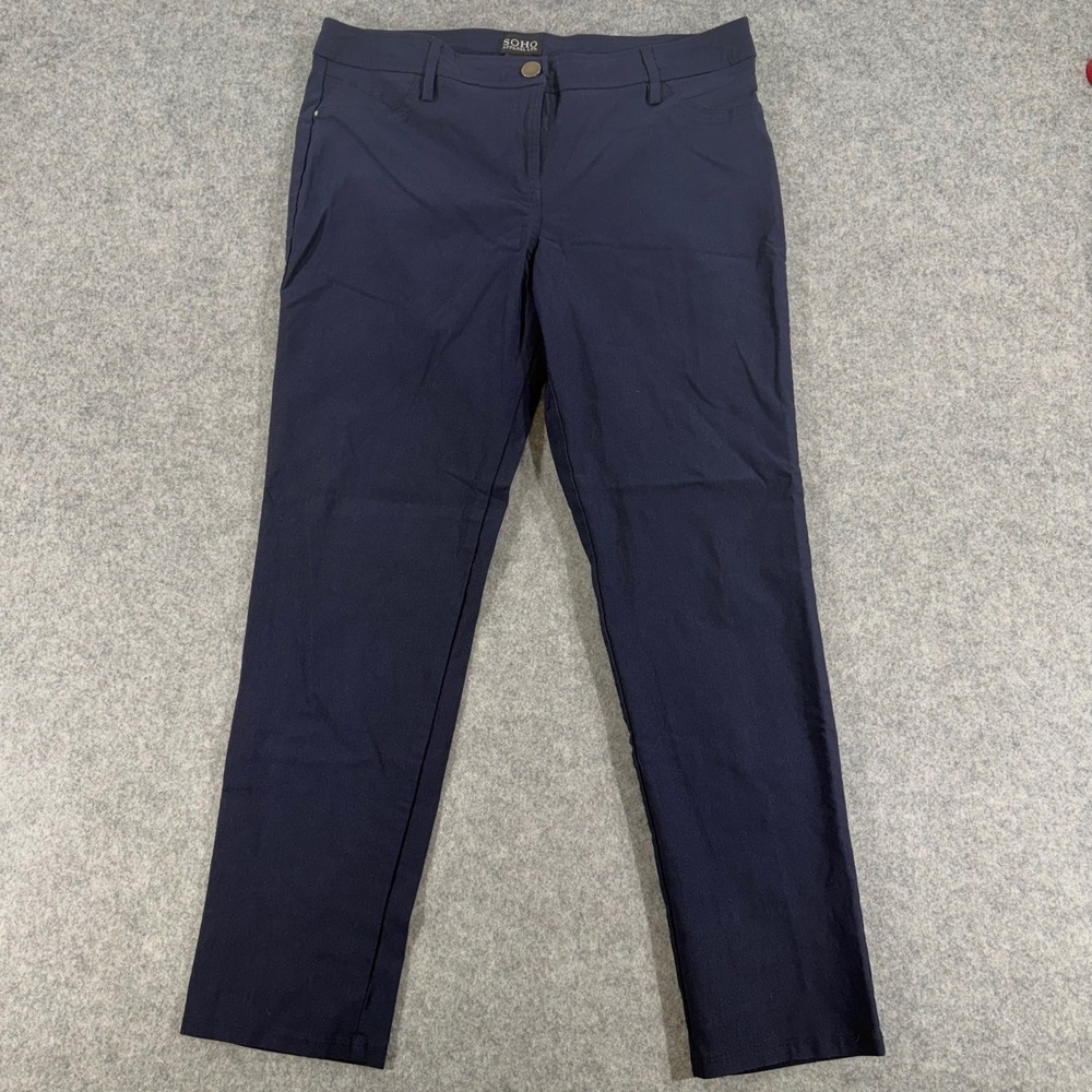 Soho Apparel Ltd Navy Blue Stretch Straight Leg Dress Pants Womens 12